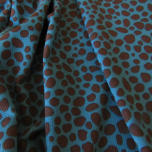 Remnant turquoise and brown Polyester fabric 130 cm x 150 cm