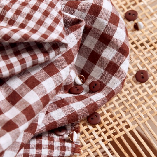 Double Gauze Gingham Off White Rust