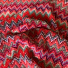 Remnant Cotton Knit Chevron fabric Carmine and Purple 170 cm x 130 cm 