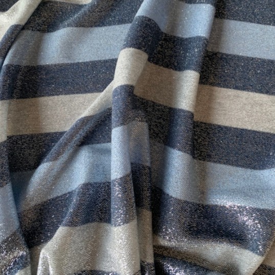 Remnant Striped Lurex Viscose Knit fabric 55 cm x 180 cm