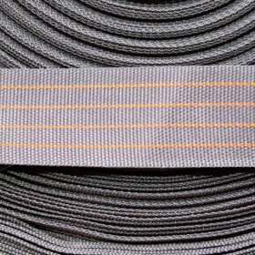 Polyester gros grain strap in grey and orange neon