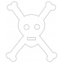 Studded iron-on patch skull and crossbones (silver)