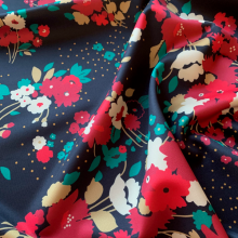 Red and turquoise Floral Scuba 